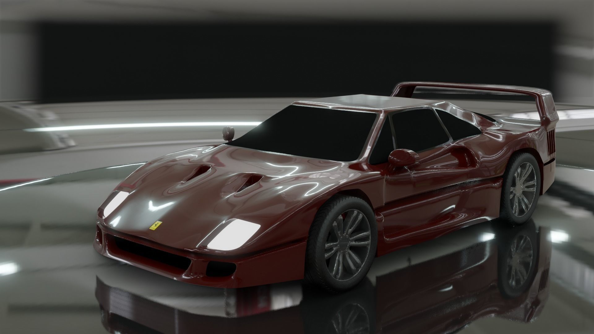 Ferrari f40 1987  Free low-poly 3D model_7