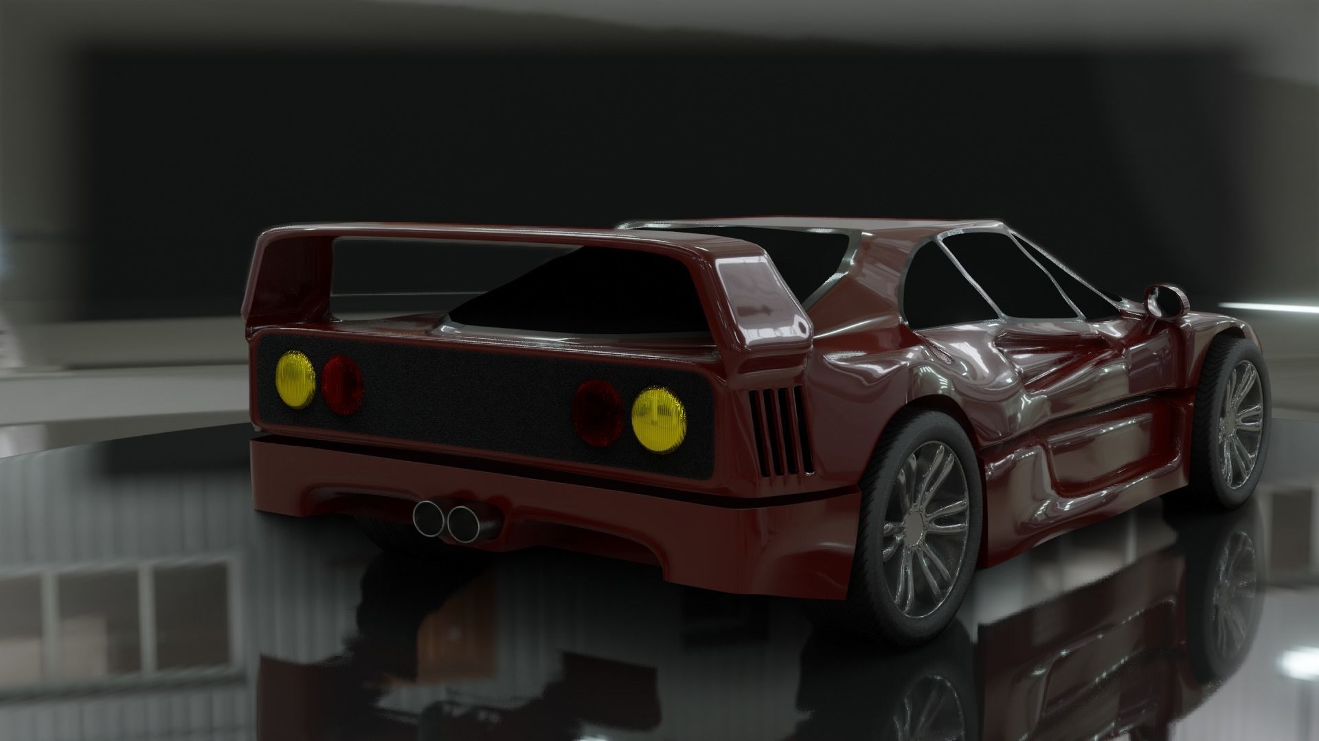 Ferrari f40 1987  Free low-poly 3D model_9