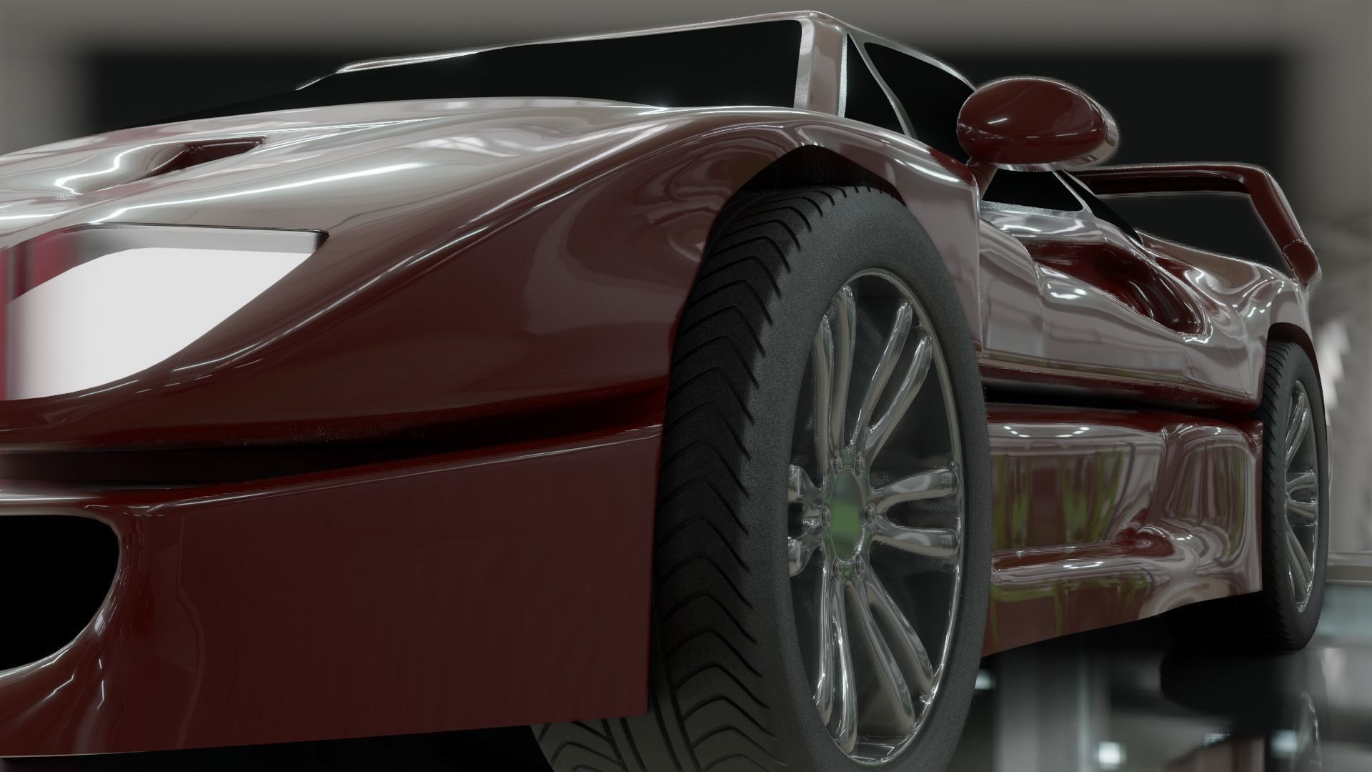 Ferrari f40 1987  Free low-poly 3D model_2