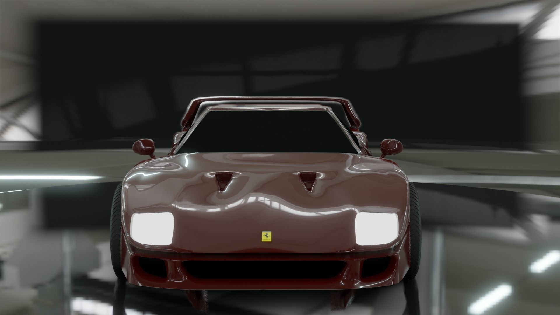 Ferrari f40 1987  Free low-poly 3D model_3