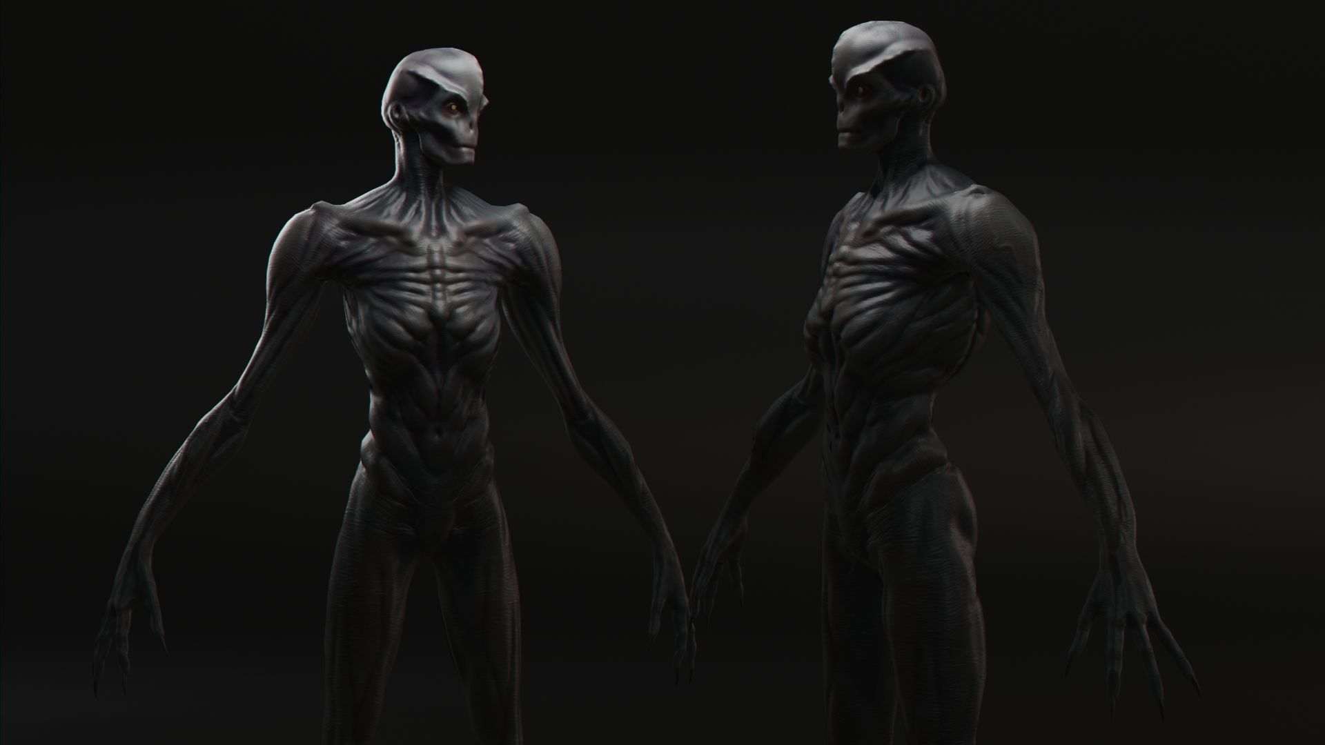 Alien humanoid Low-poly 3D model_4
