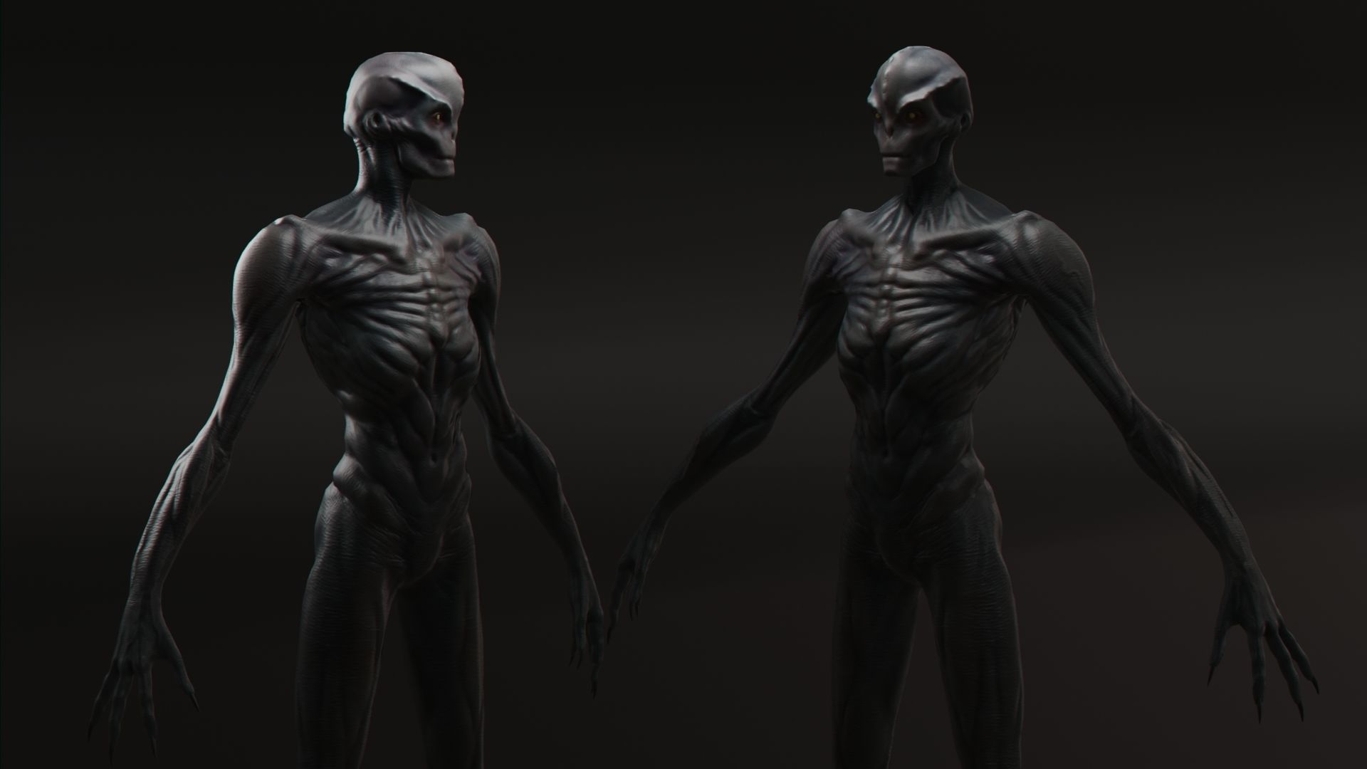 Alien humanoid Low-poly 3D model_3