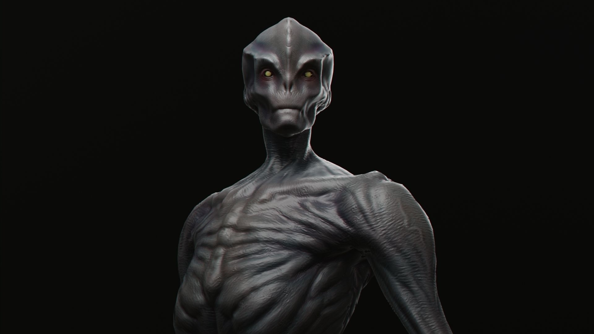 Alien humanoid Low-poly 3D model_2