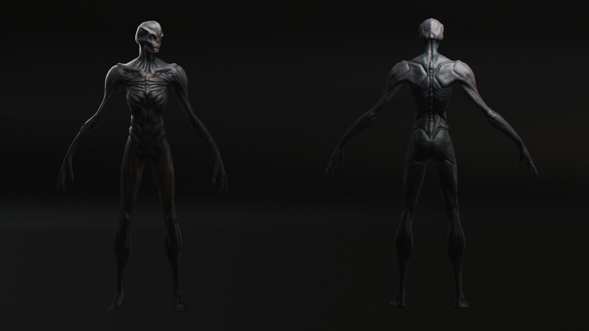 Alien humanoid Low-poly 3D model_5