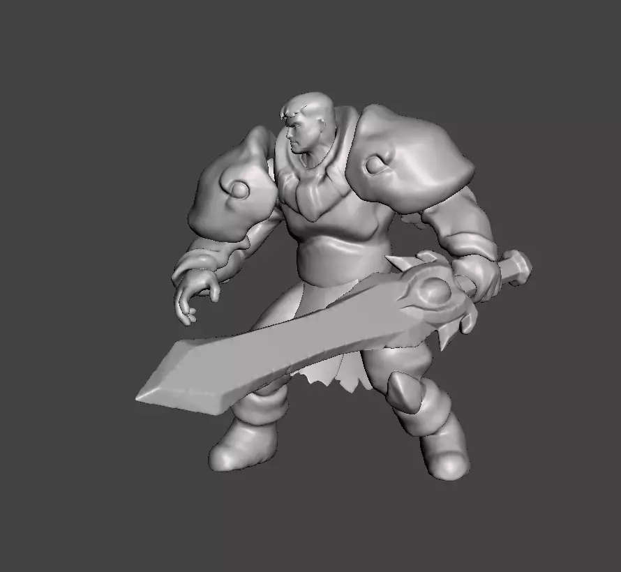 Garen 3D Model armored man holding sword 3D print model