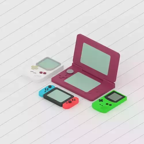 Nintendo Game Consoles Collection Low-poly 3D model