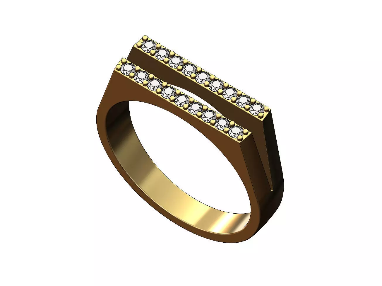 Split rectangular diamond fashion band US size 4to10 3D print model