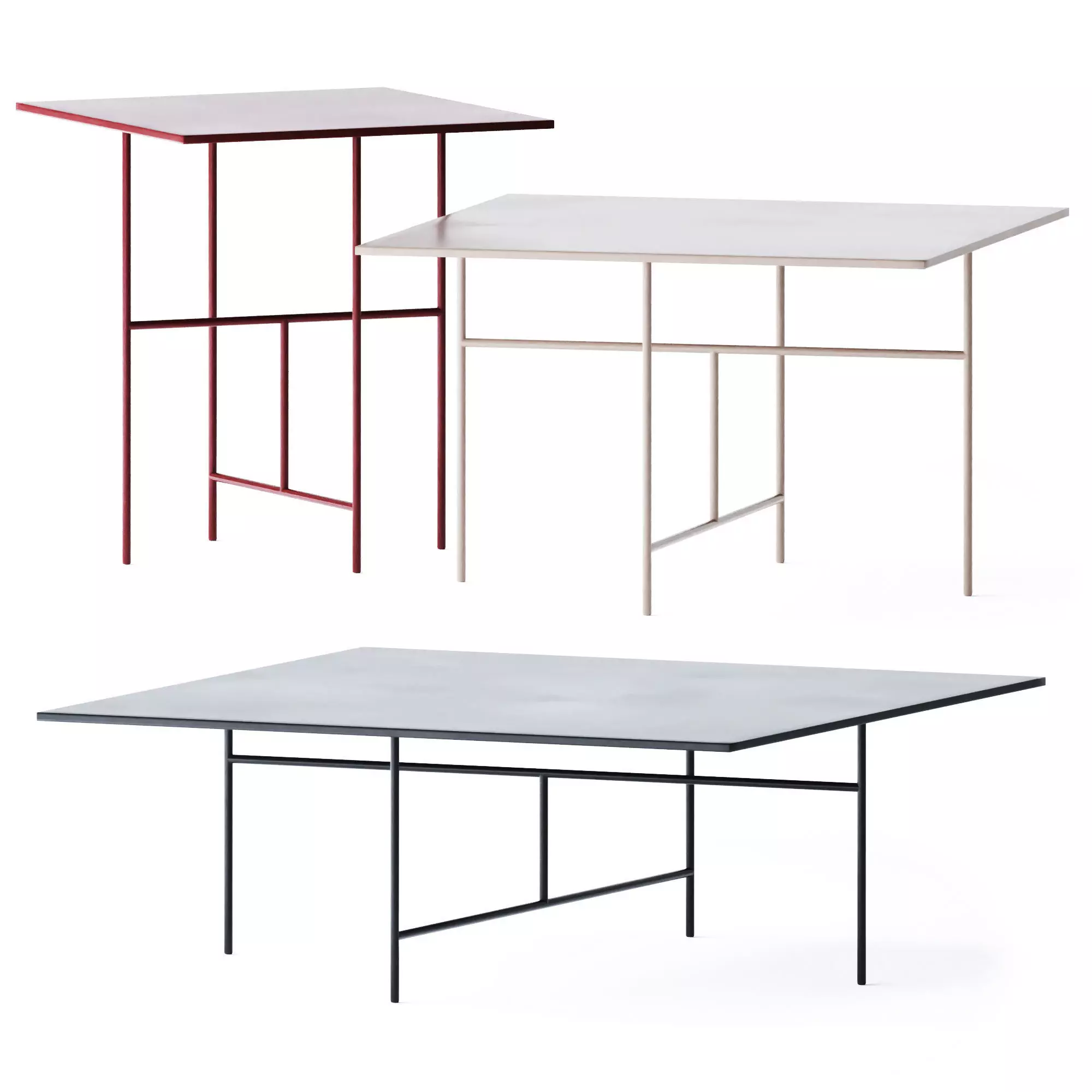 Metal Square Coffee Tables Sen by De Padova 3D model
