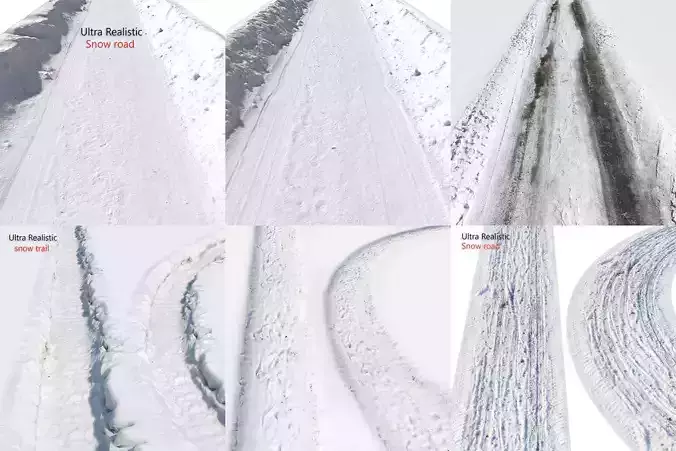 Ultra realistic Snow roads HQ 3D Model Collection