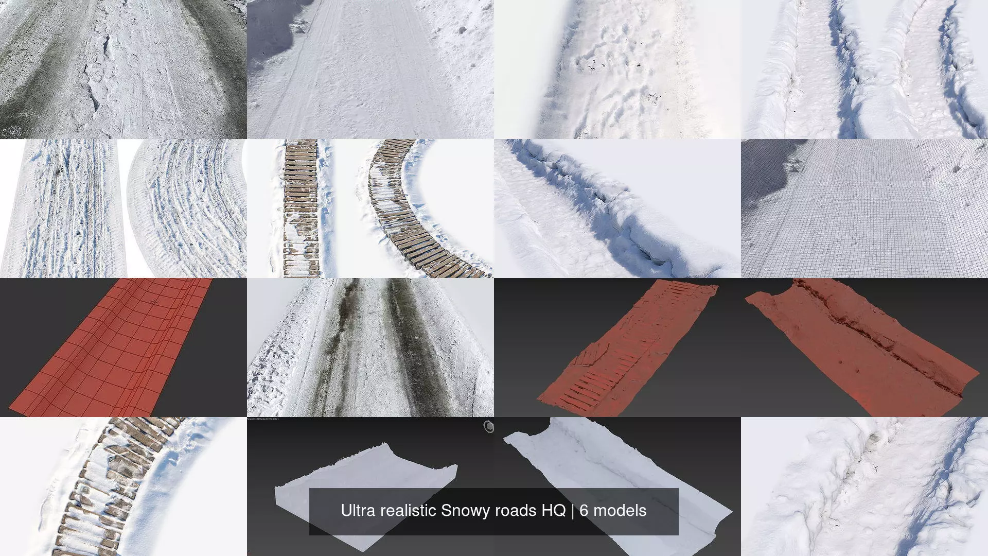 Ultra realistic Snow roads HQ 3D Model Collection_1