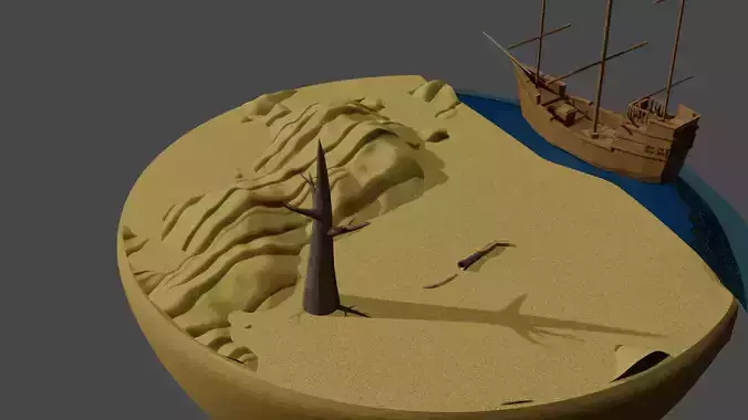 Pirate island high poly model