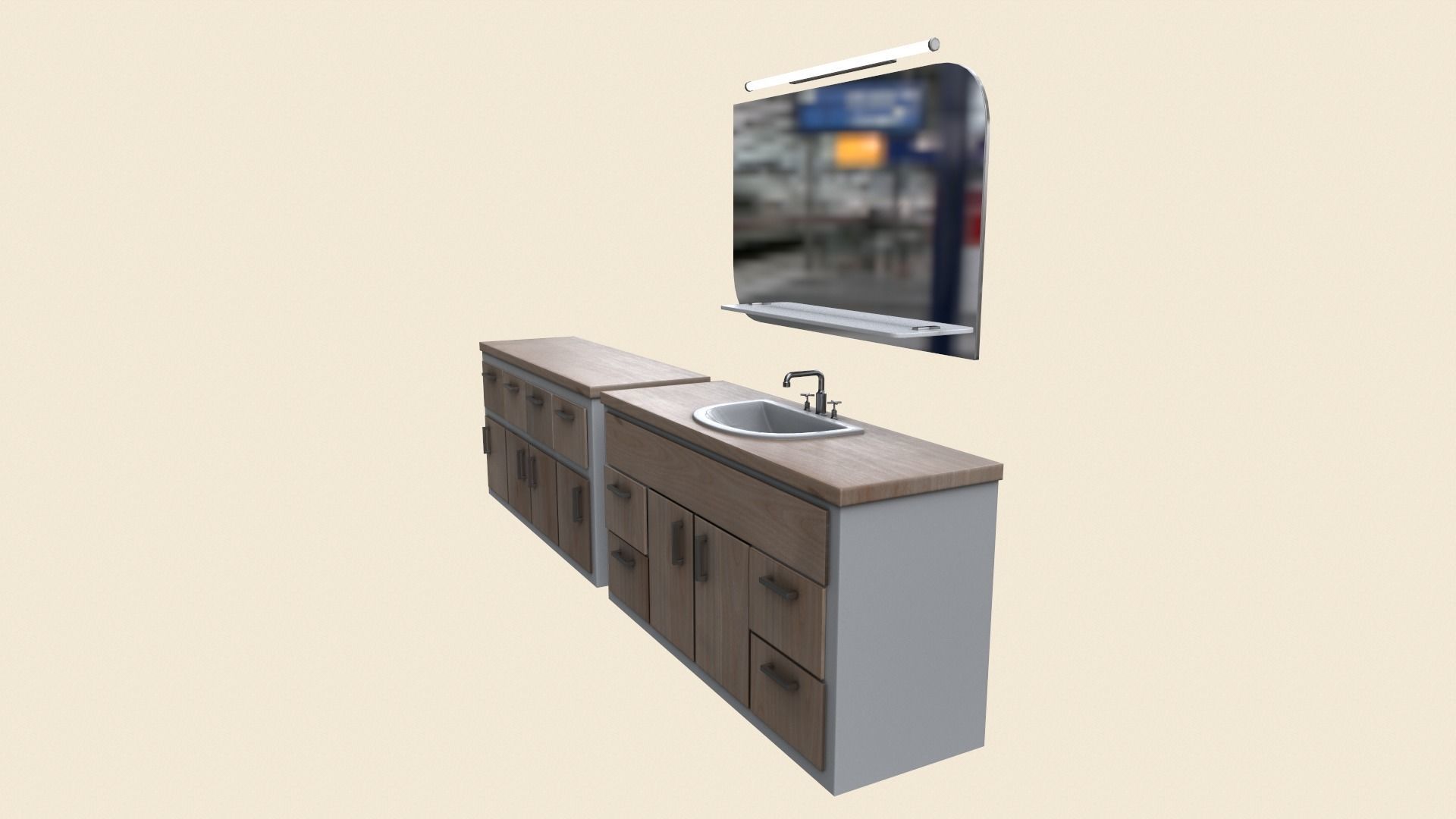 Bathroom Furniture Low-poly 3D model_2