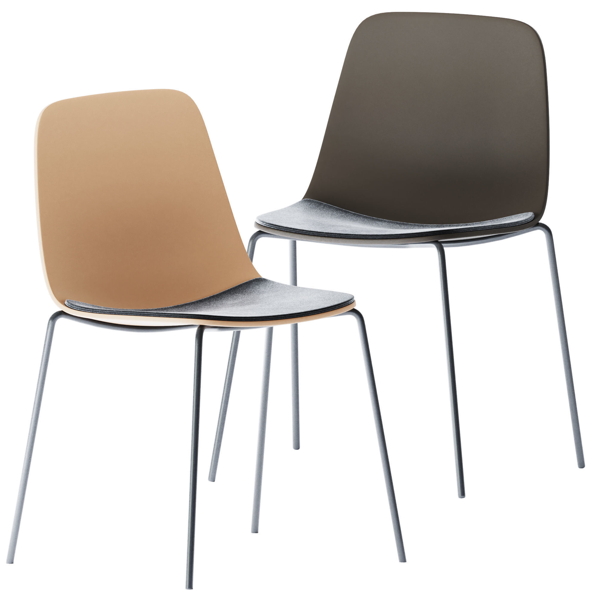 Maarten Upholstered Four Legs Chair by Viccarbe 3D model_1