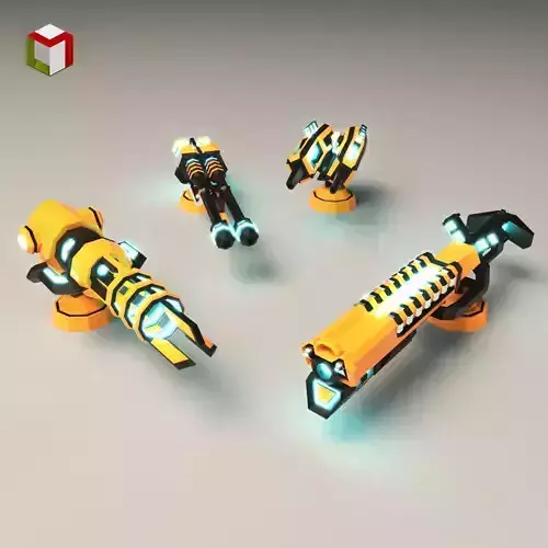Low Poly Laser Gun Pack 01 Low-poly 3D model