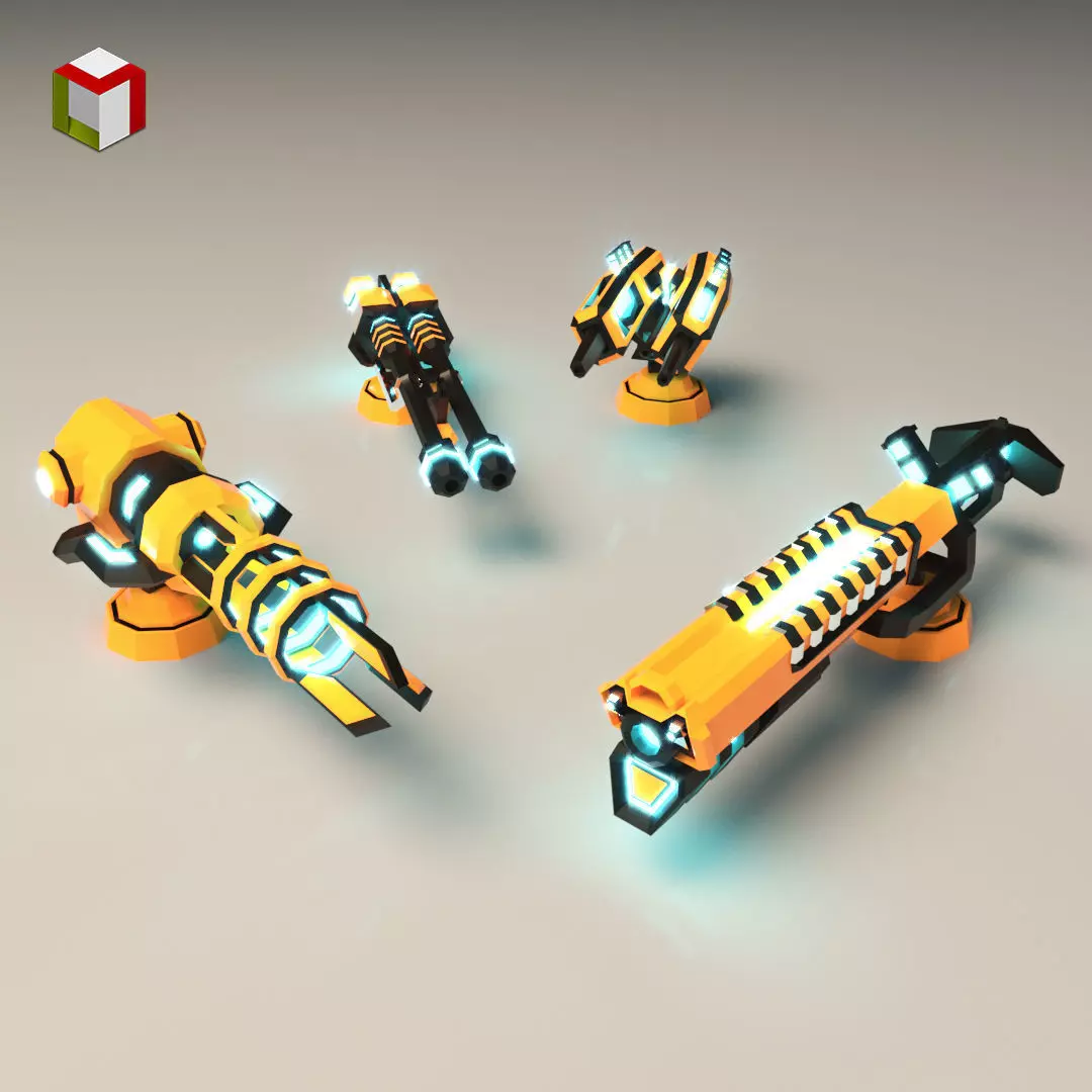 Low Poly Laser Gun Pack 01 Low-poly 3D model_0