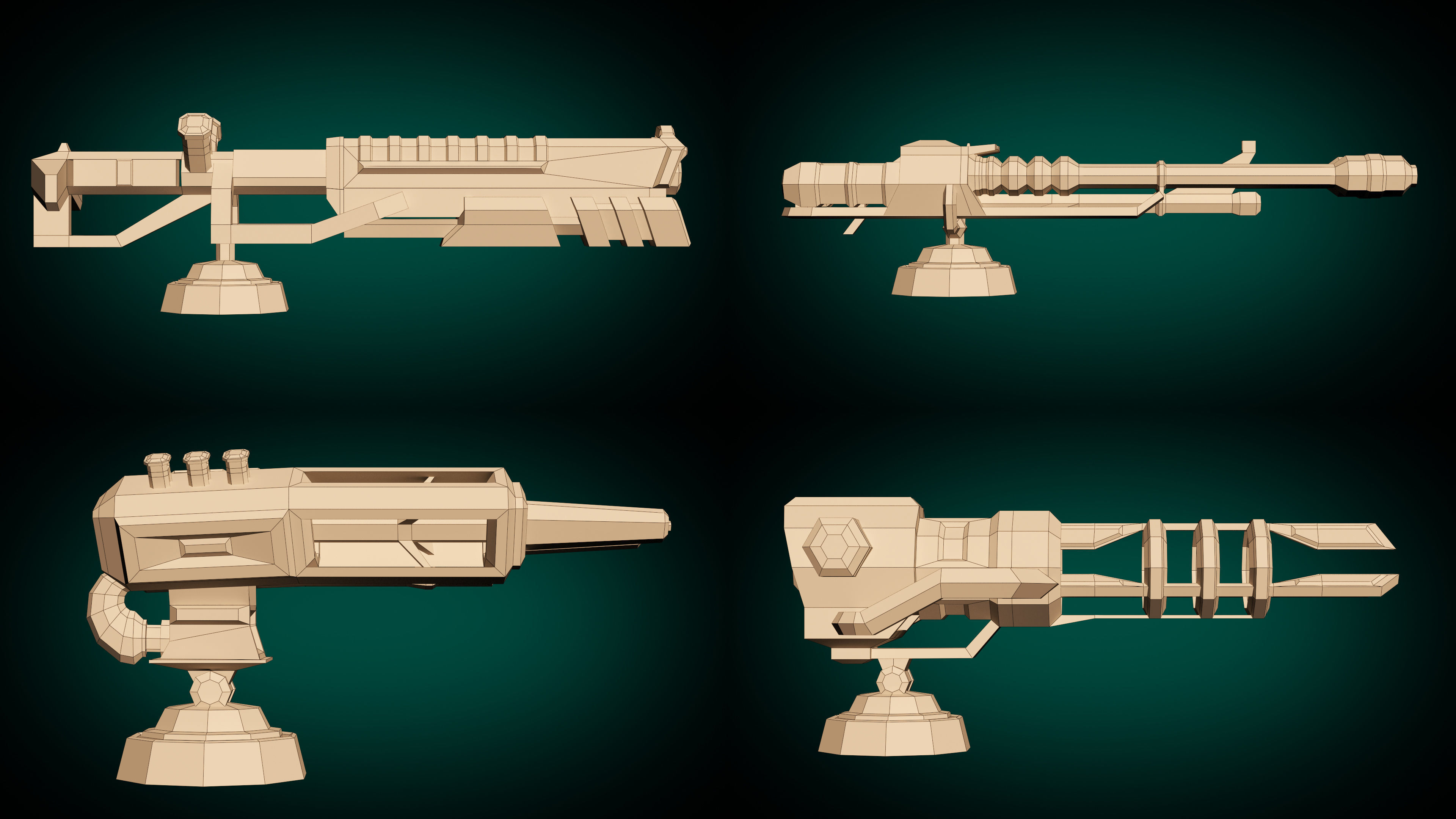 Low Poly Laser Gun Pack 01 Low-poly 3D model_8