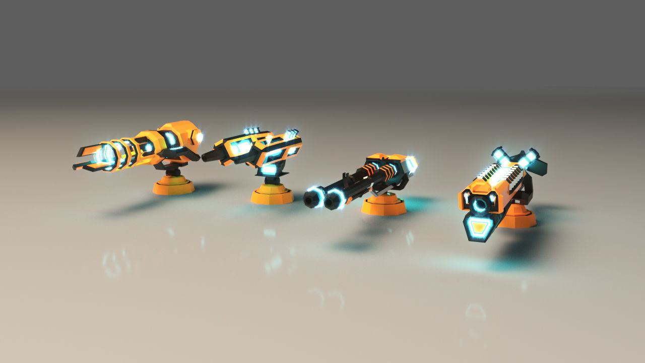 Low Poly Laser Gun Pack 01 Low-poly 3D model_3