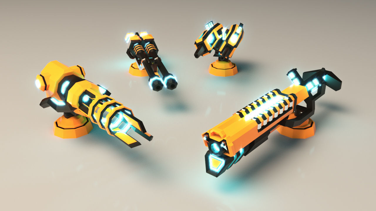 Low Poly Laser Gun Pack 01 Low-poly 3D model_2