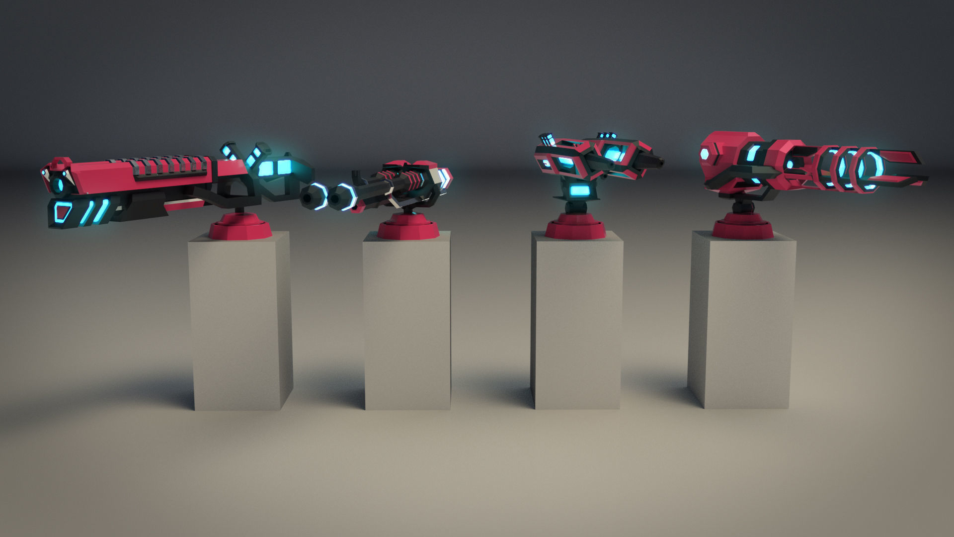Low Poly Laser Gun Pack 01 Low-poly 3D model_4