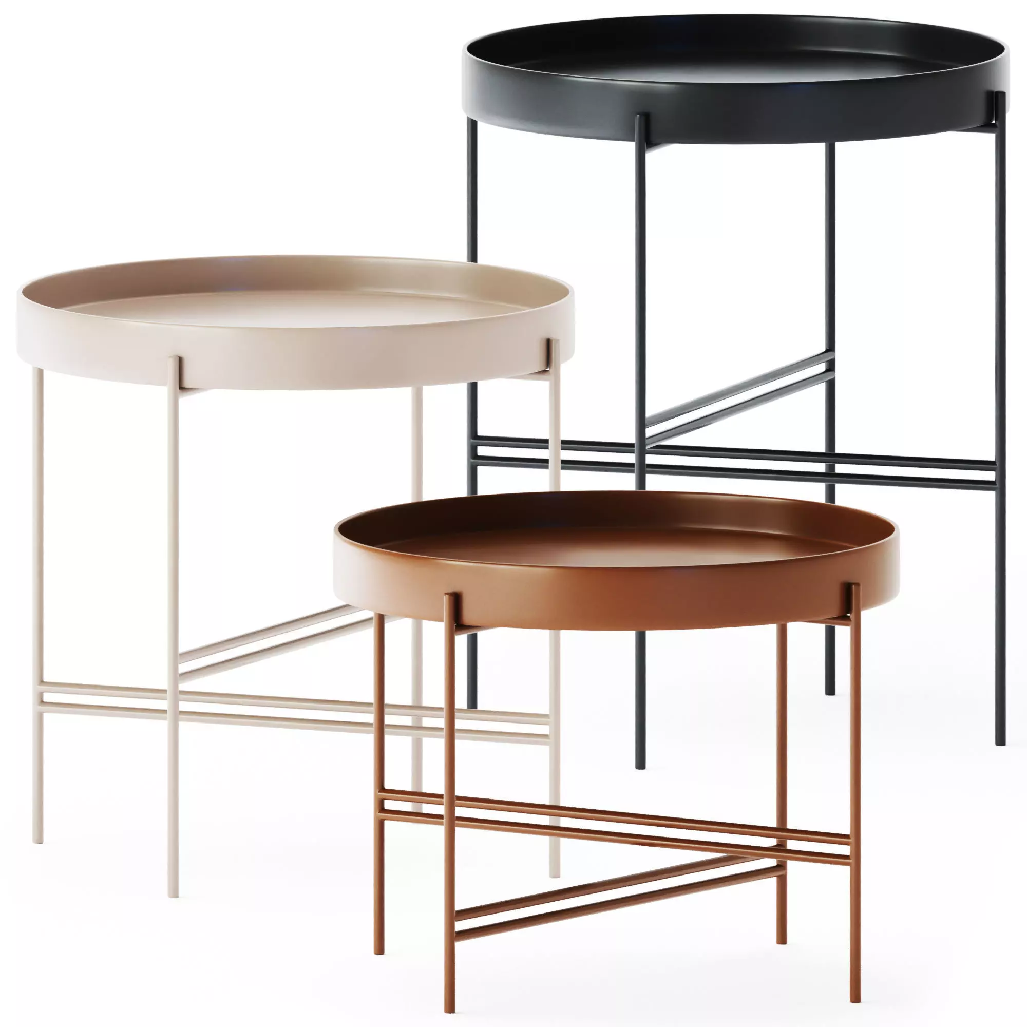 Metal Round Coffee Tables Tray by Potocco 3D model_0