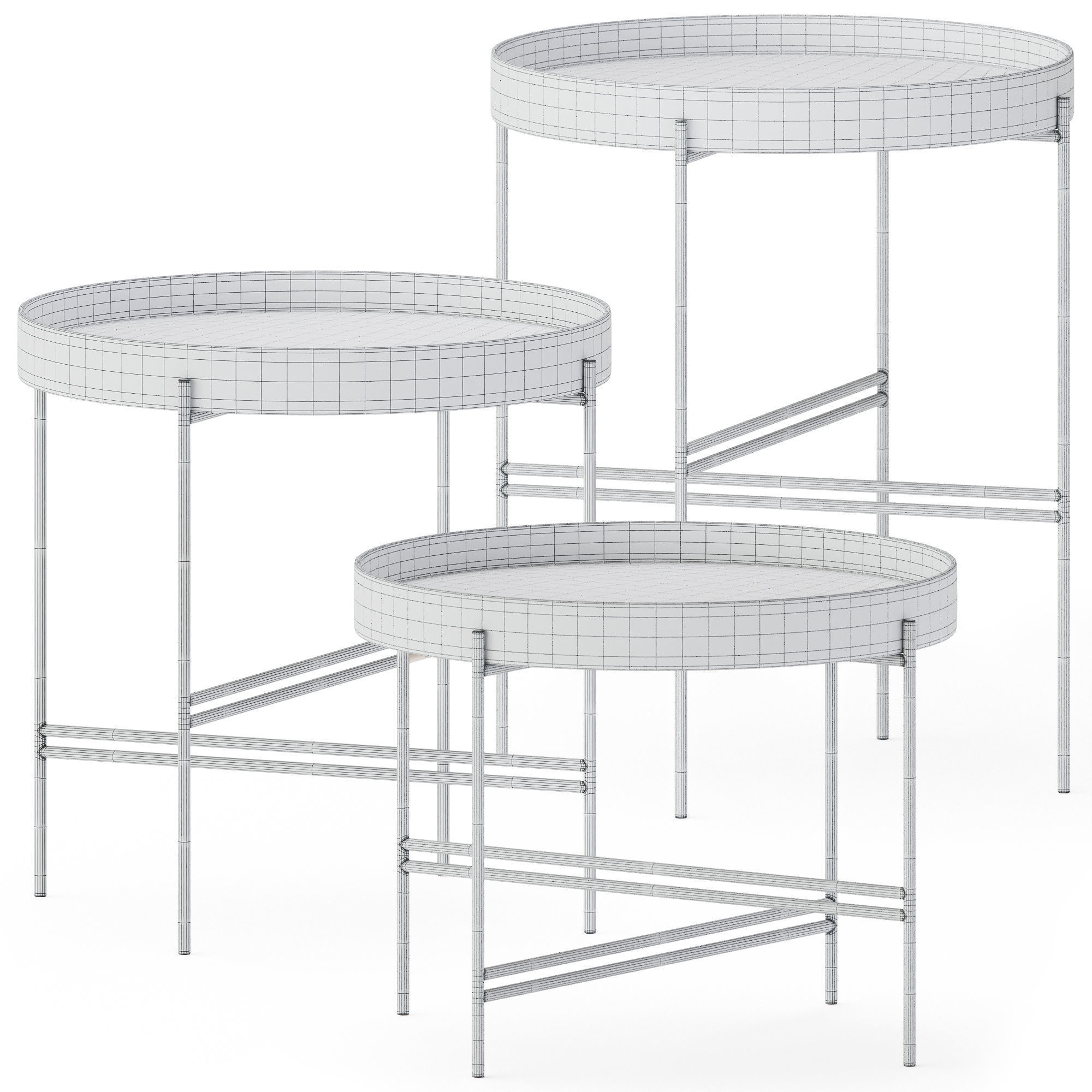 Metal Round Coffee Tables Tray by Potocco 3D model_1