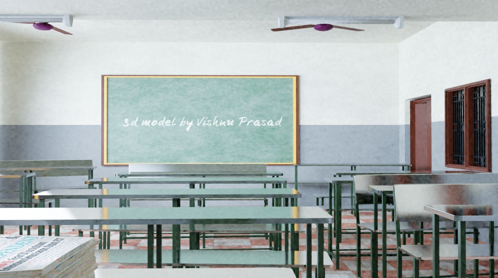 Classroom in a School Project 3D model_1