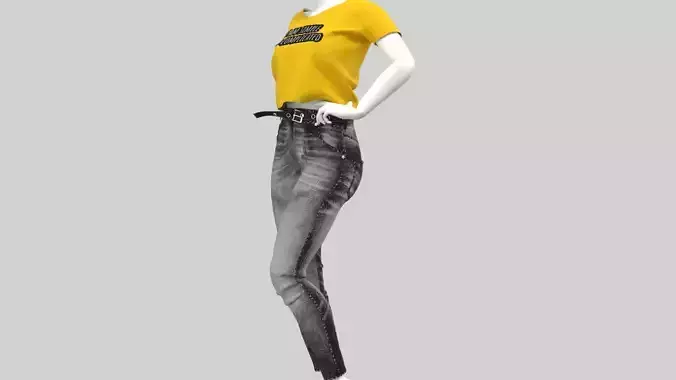 Denim Jeans With yello T-Shirt 