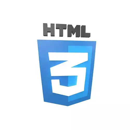 HTML 3 Logo v1 001 Low-poly 3D model