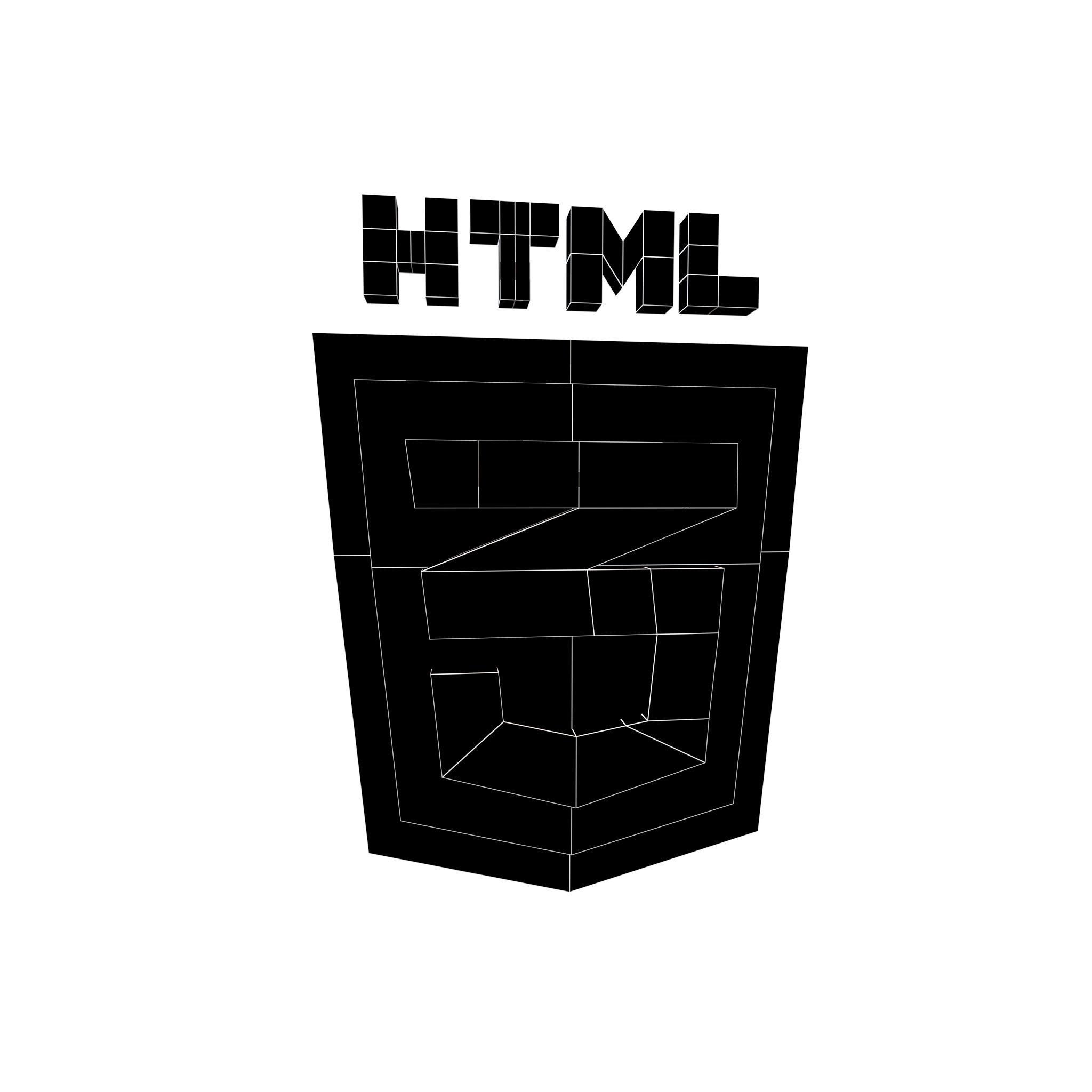 HTML 3 Logo v1 001 Low-poly 3D model_4