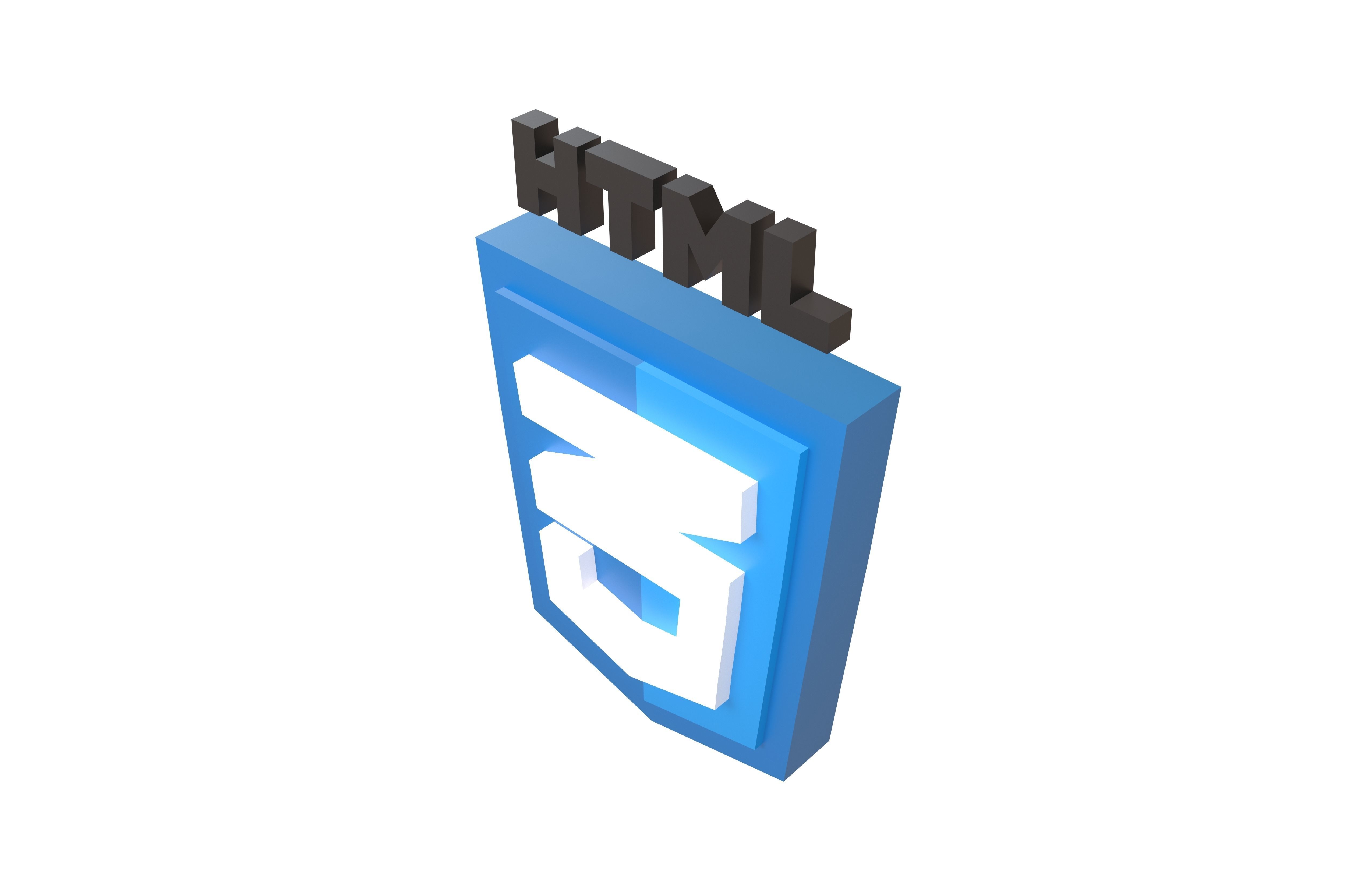 HTML 3 Logo v1 001 Low-poly 3D model_2