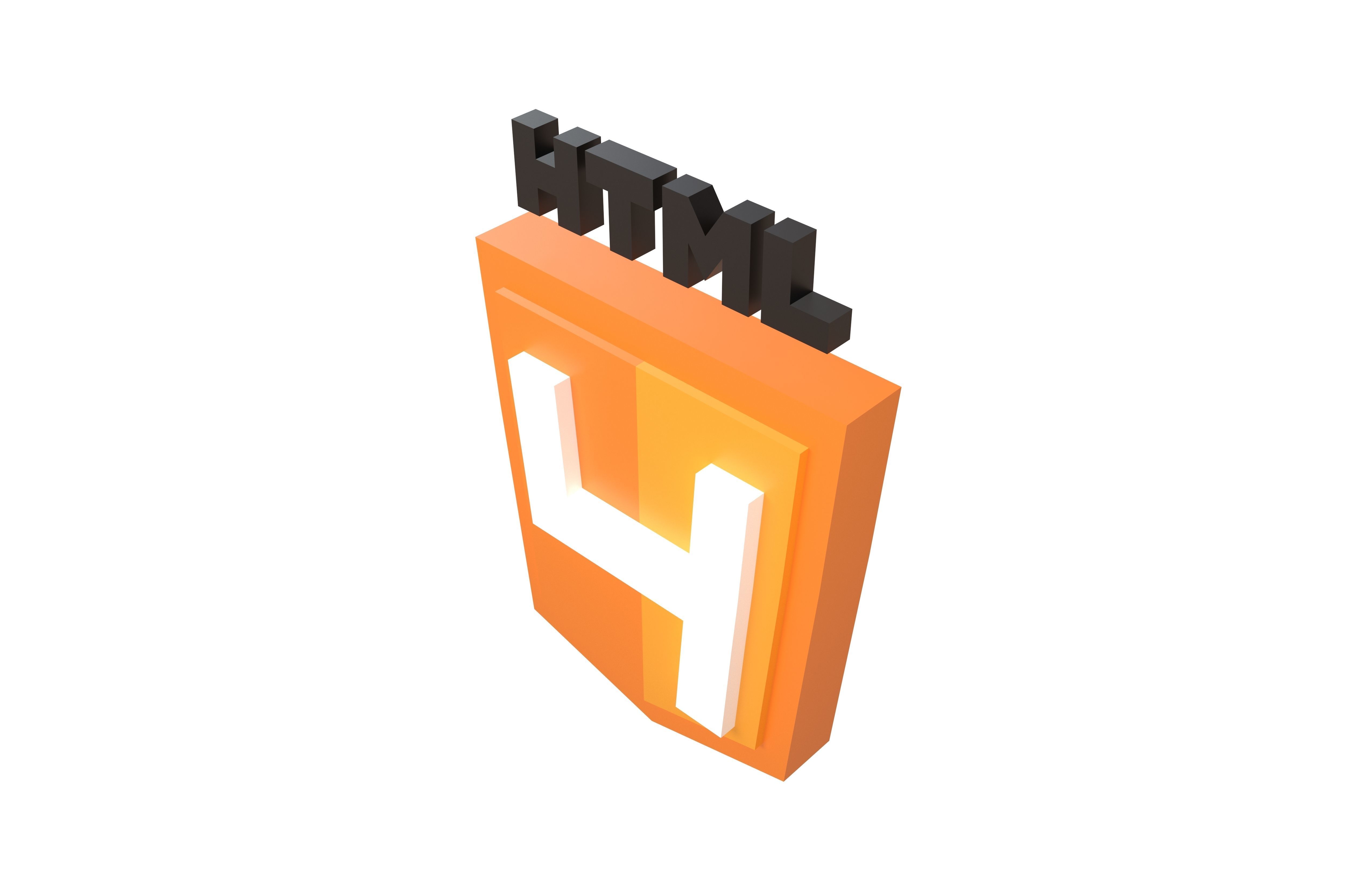 HTML 4 Logo v1 001 Low-poly 3D model_2