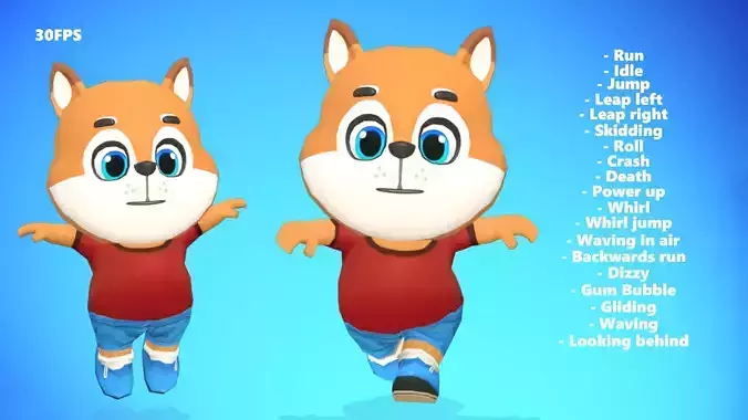 Fox Dog Animated Rigged