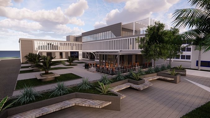 Education Building along with Plaza 3D model