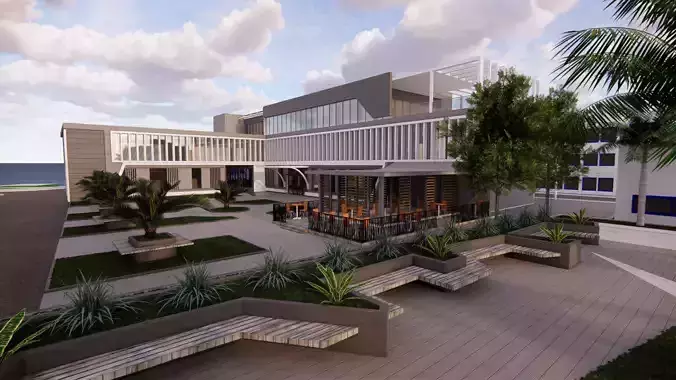 Education Building along with Plaza 3D model
