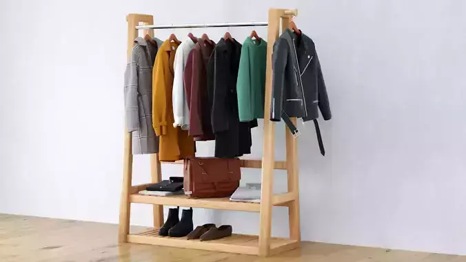 Realistic 3D model of clothes on Rack collection 