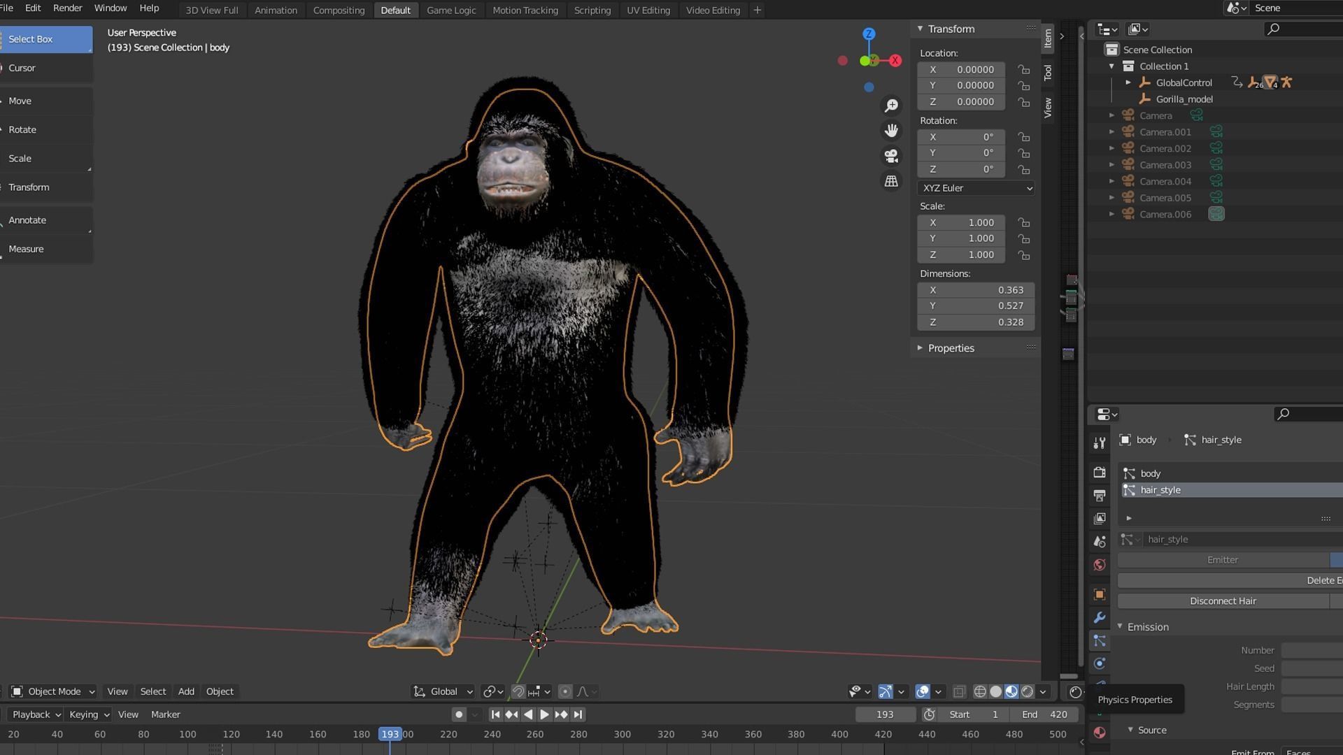 Gorilla Animated blender  Low-poly 3D model_10