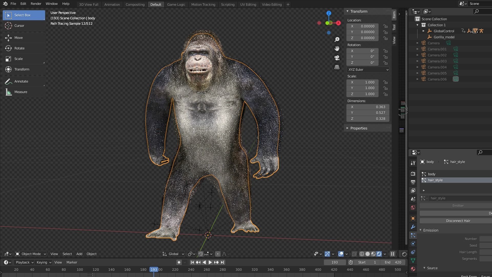 Gorilla Animated blender  Low-poly 3D model_13