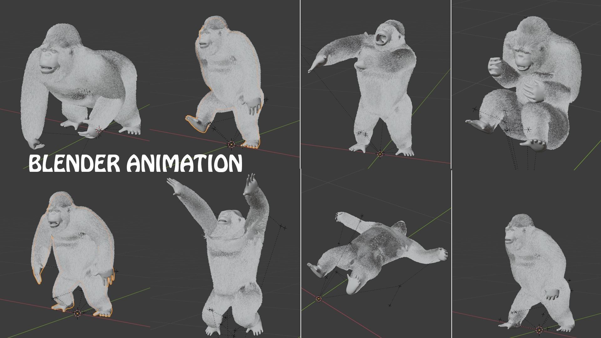 Gorilla Animated blender  Low-poly 3D model_8