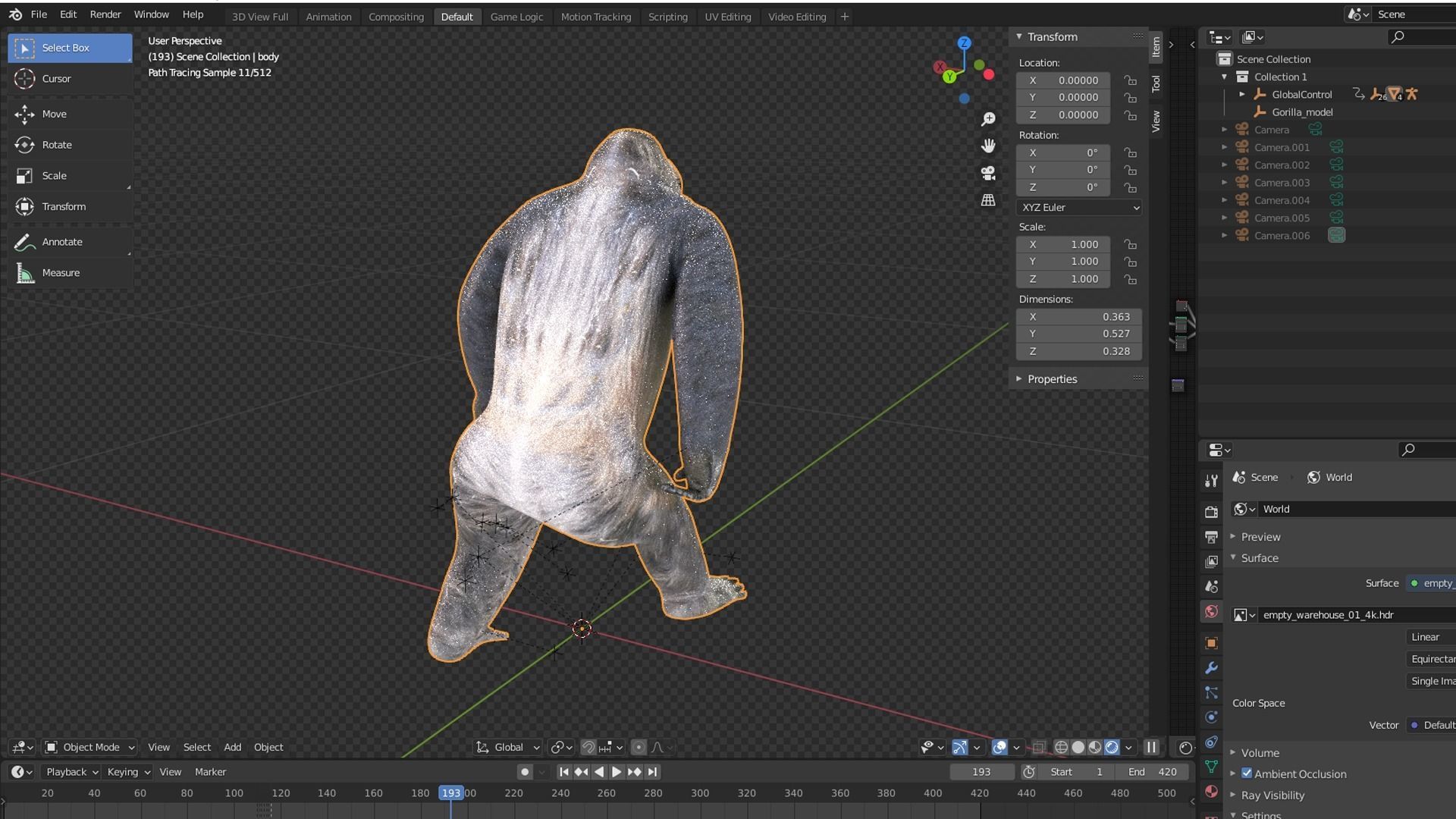 Gorilla Animated blender  Low-poly 3D model_17