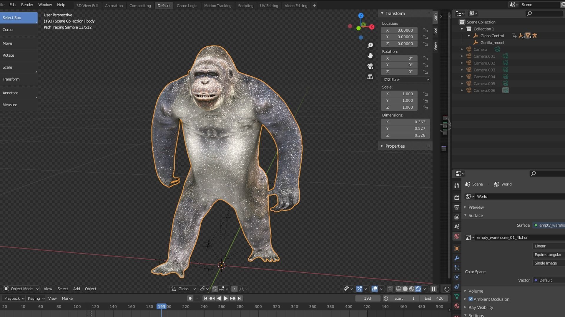 Gorilla Animated blender  Low-poly 3D model_16