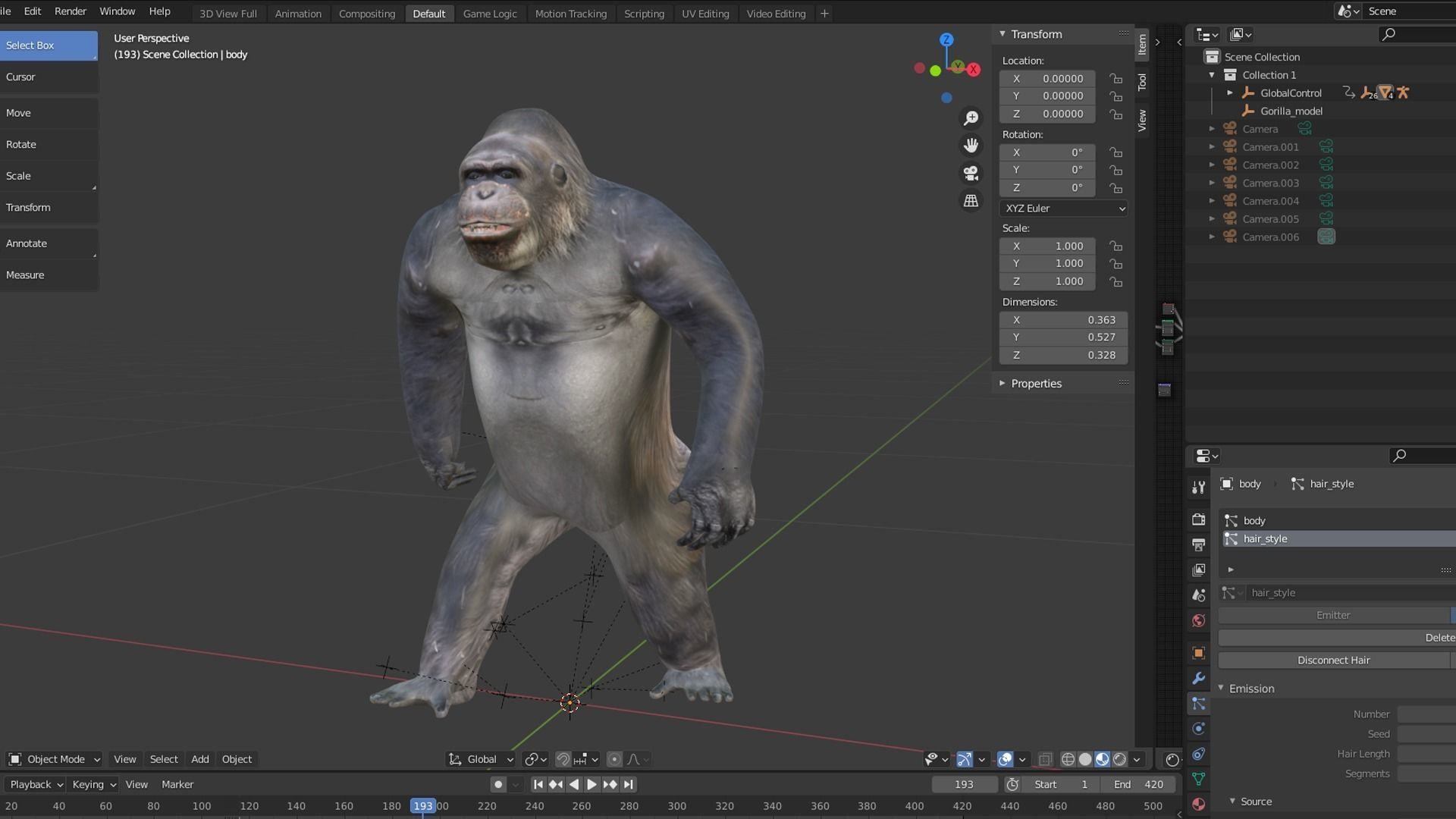 Gorilla Animated blender  Low-poly 3D model_11