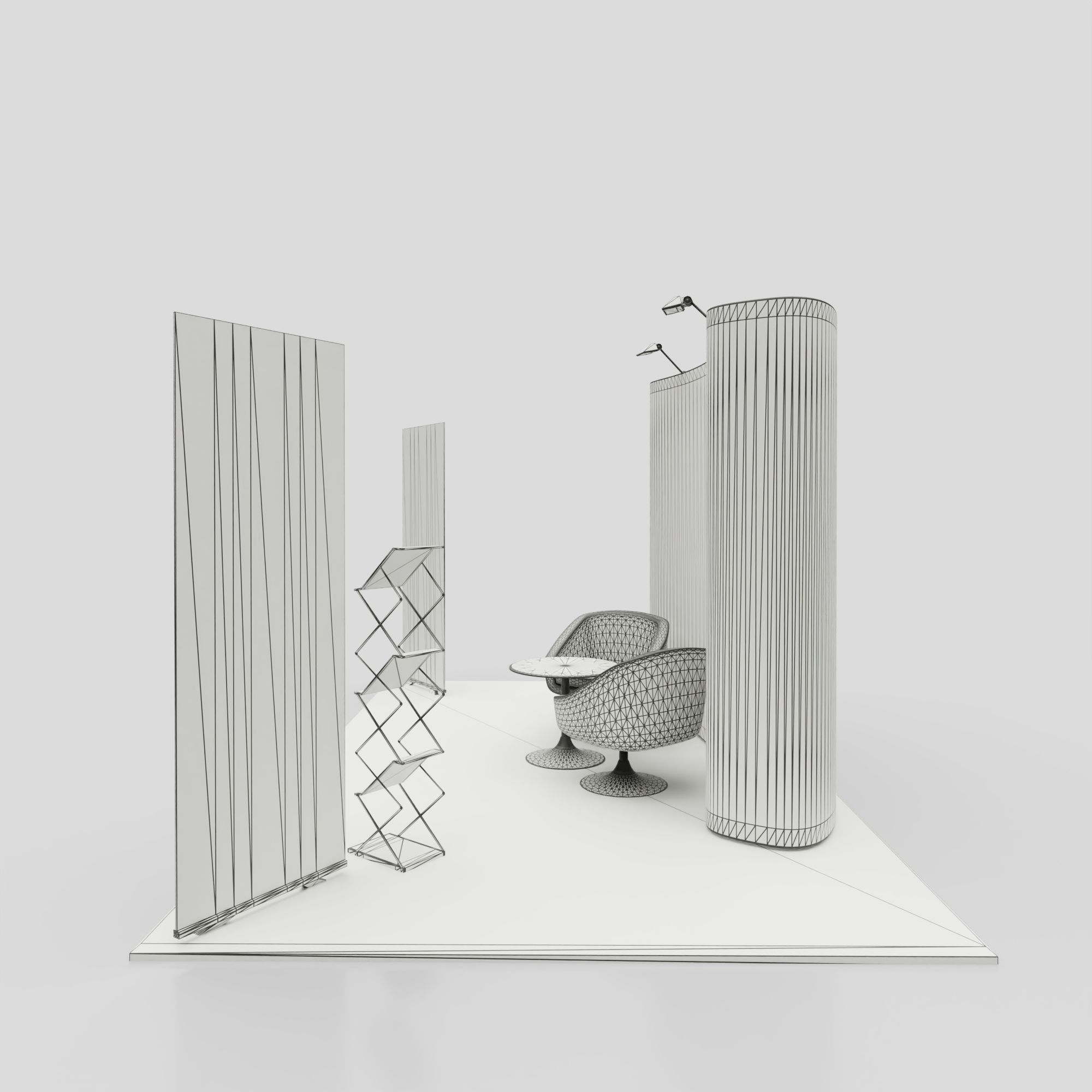 Pop Up RollUP Stands Trade show booth mock-up 3D model_8