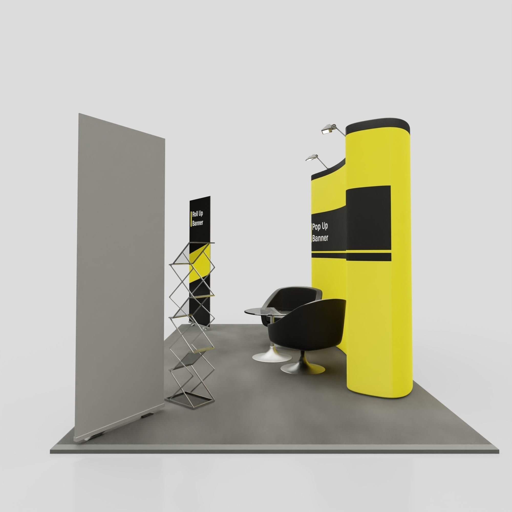 Pop Up RollUP Stands Trade show booth mock-up 3D model_3