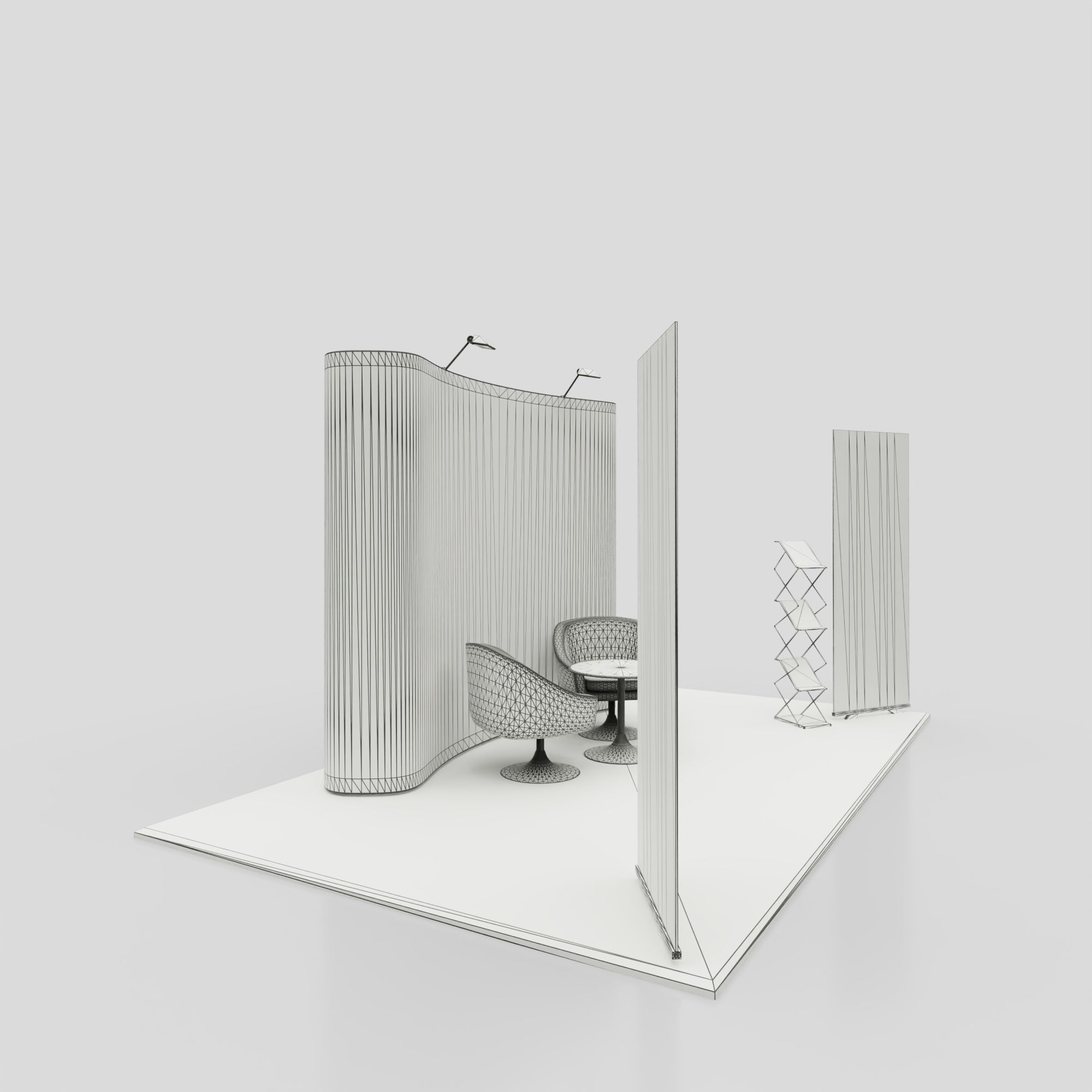 Pop Up RollUP Stands Trade show booth mock-up 3D model_7