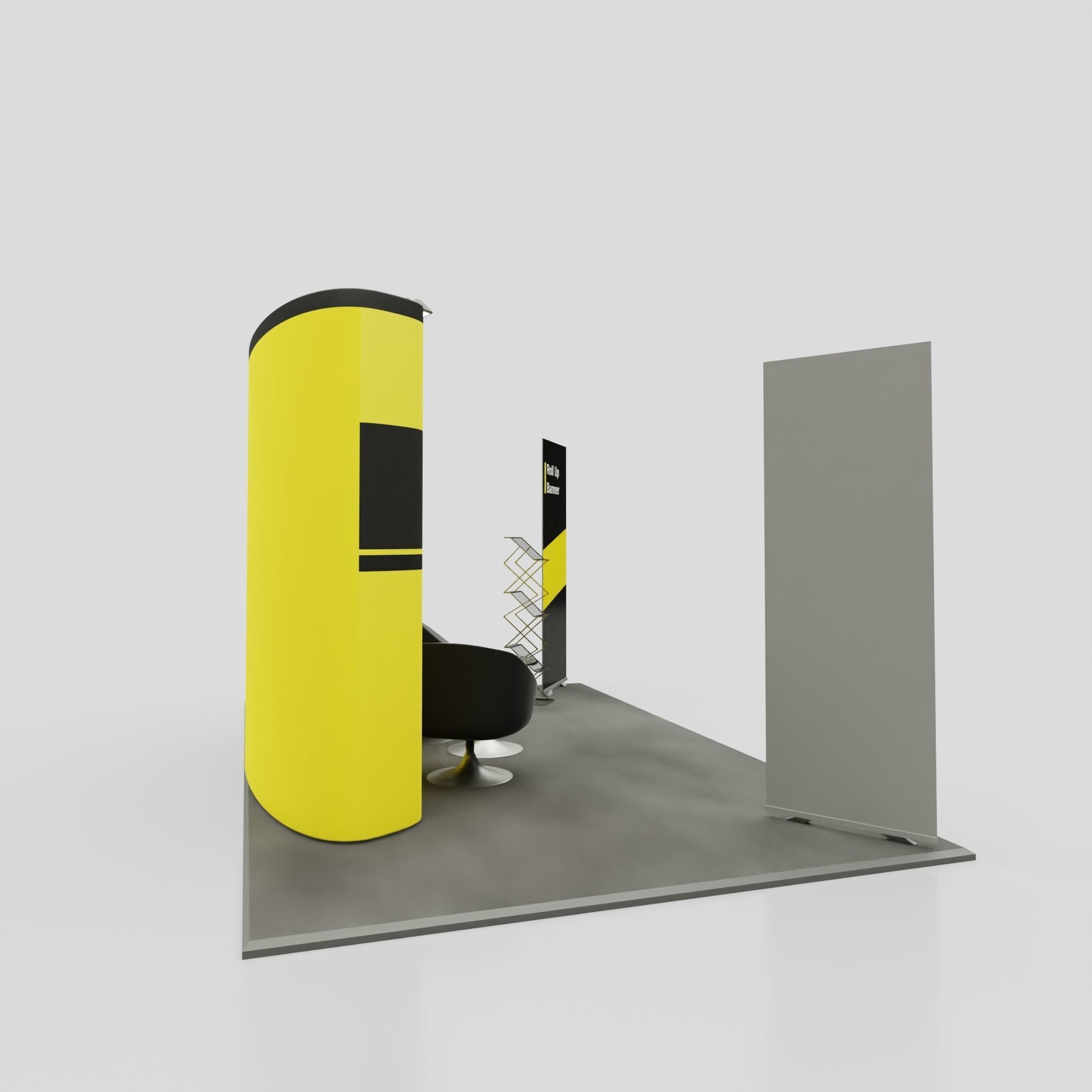 Pop Up RollUP Stands Trade show booth mock-up 3D model_5