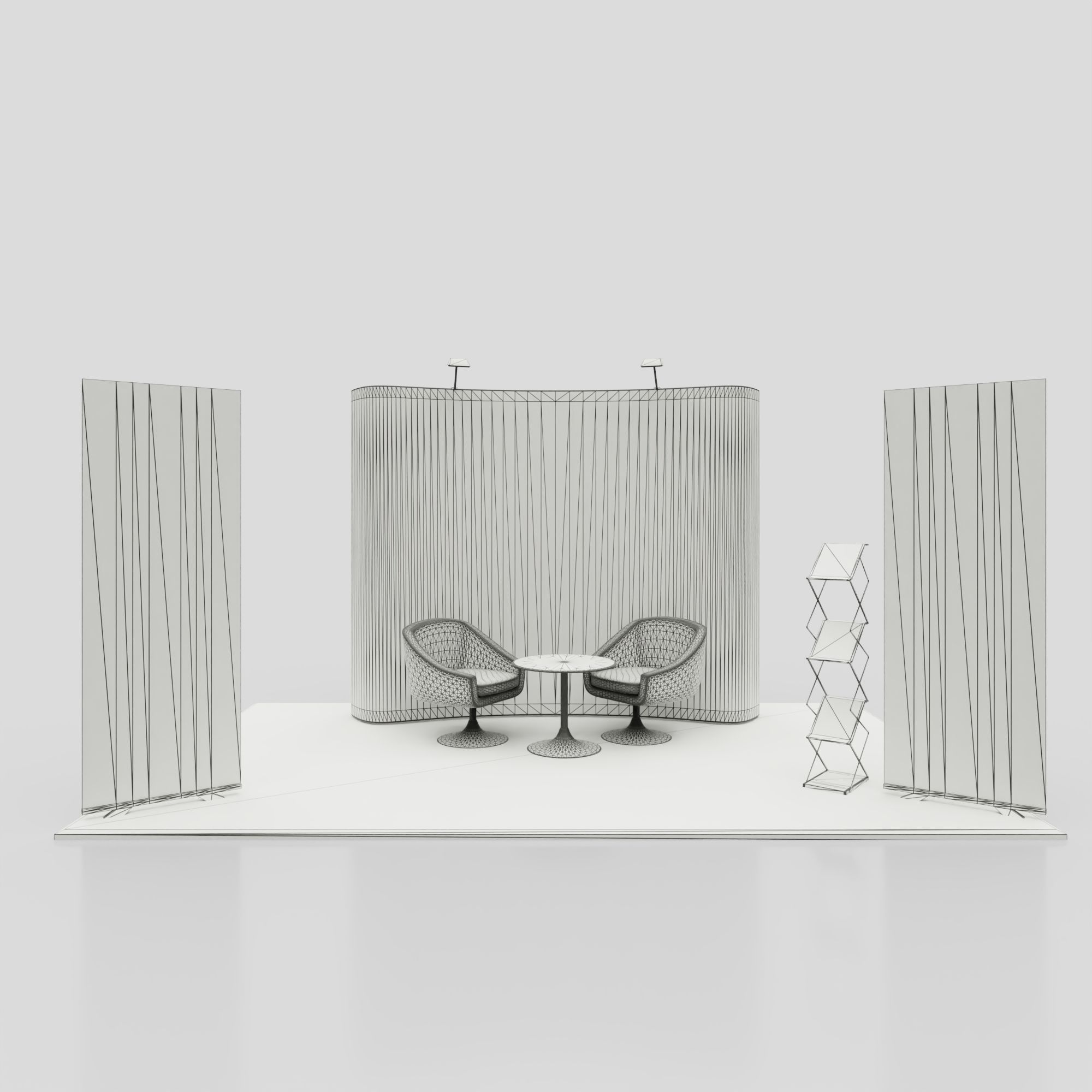 Pop Up RollUP Stands Trade show booth mock-up 3D model_6