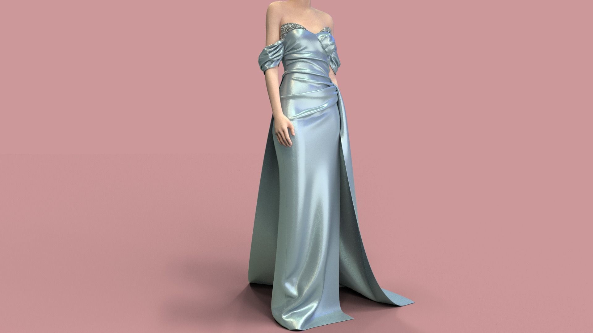 Realistic Model Of Female Dress 3D model_3