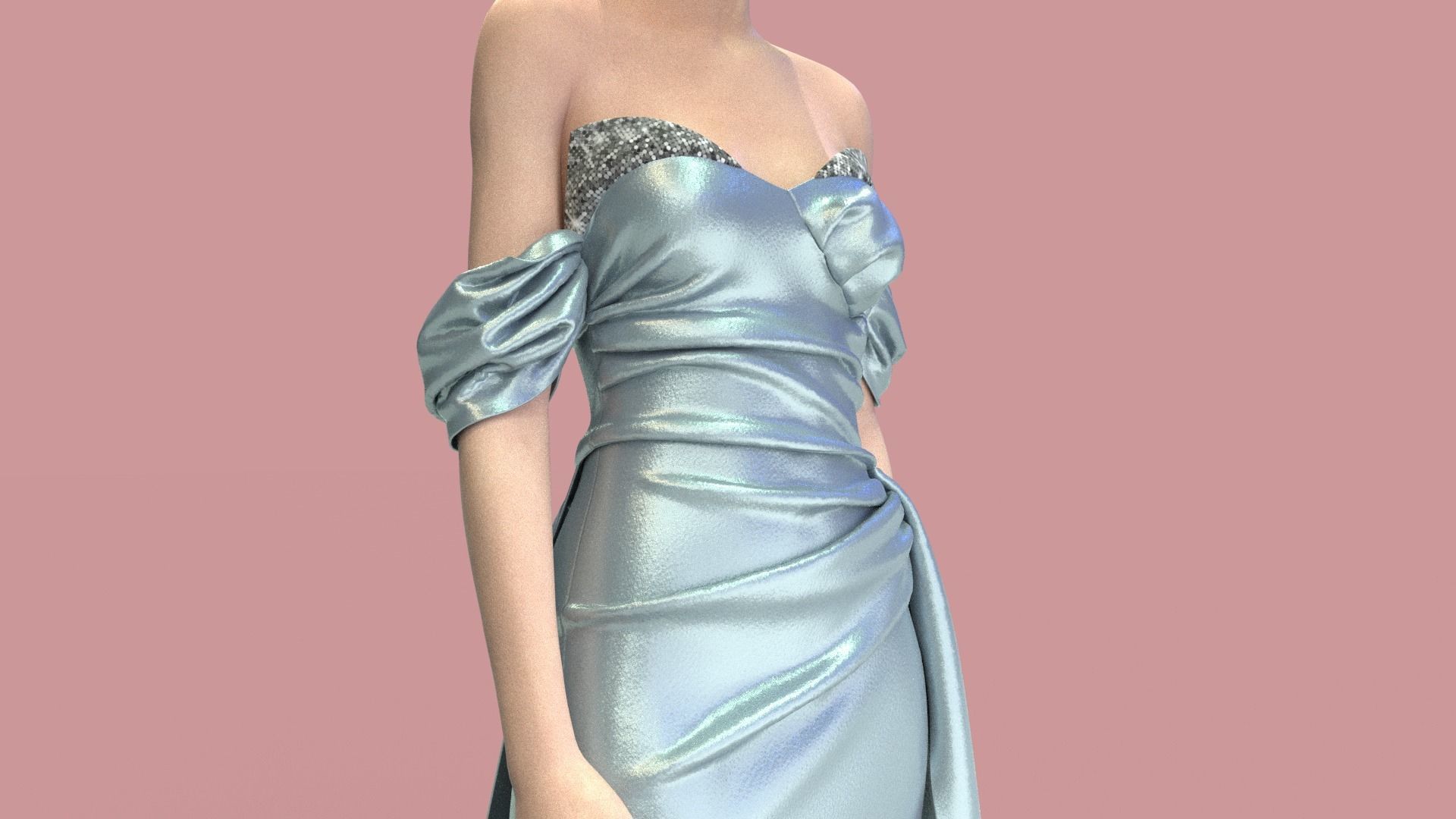 Realistic Model Of Female Dress 3D model_6