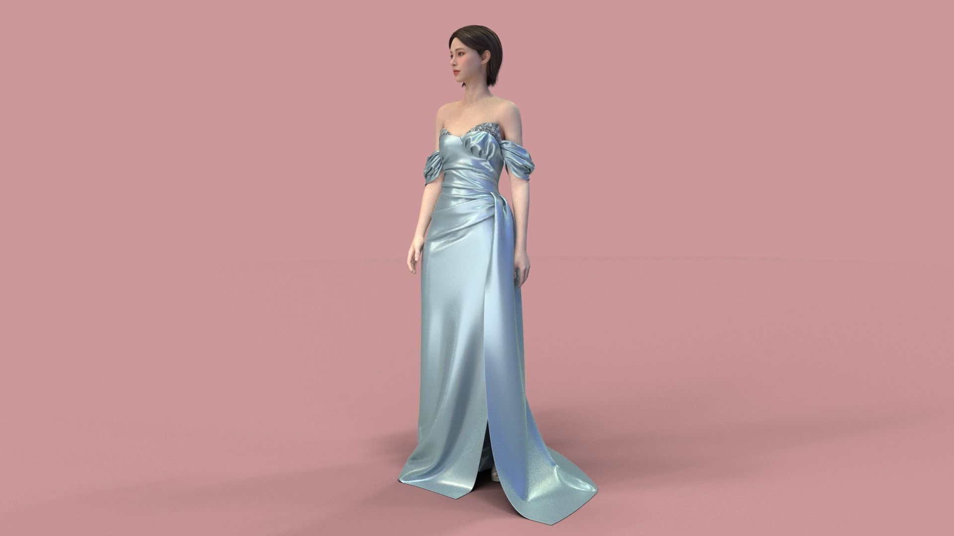 Realistic Model Of Female Dress 3D model_1