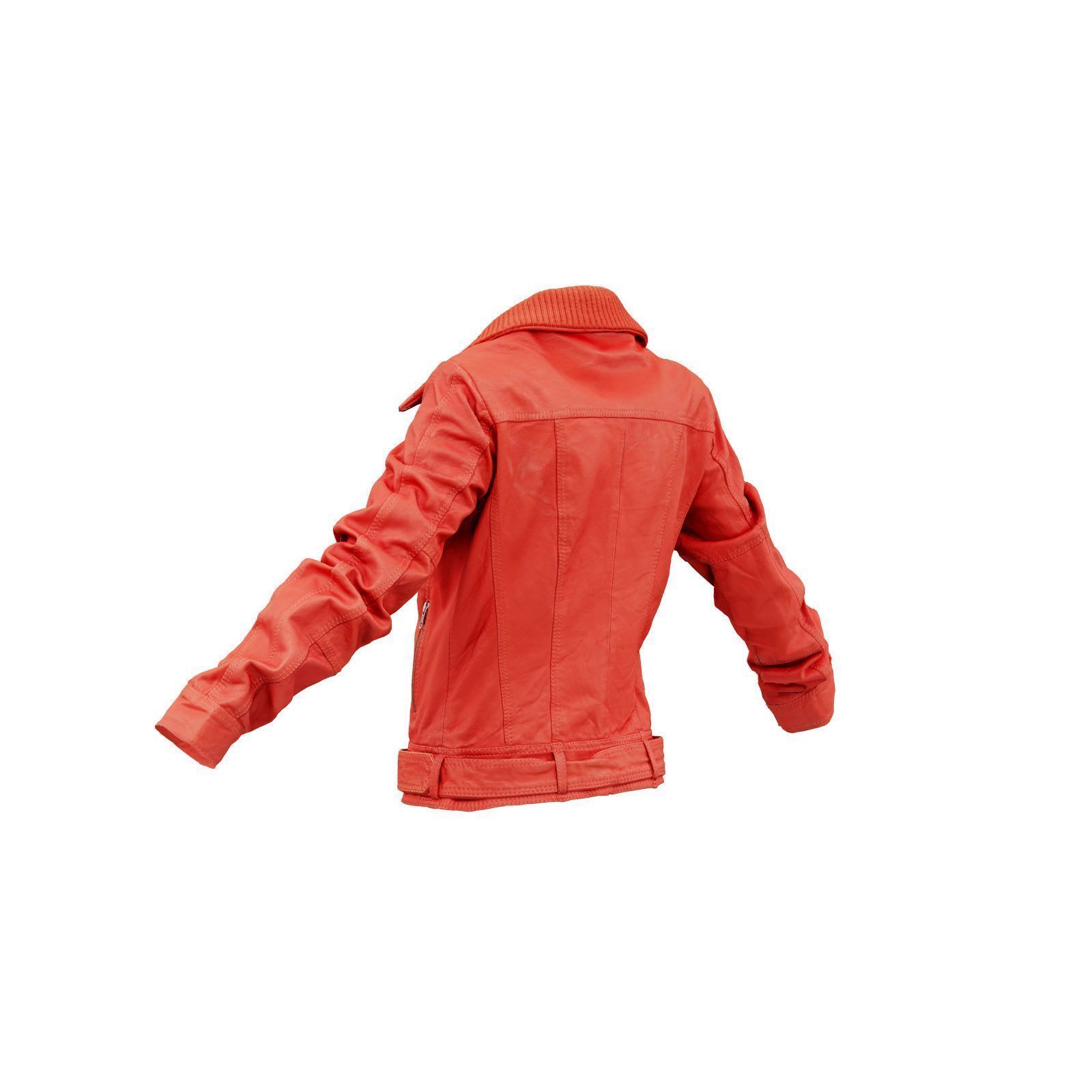 Wool Collar Leather Jacket 3D model_3